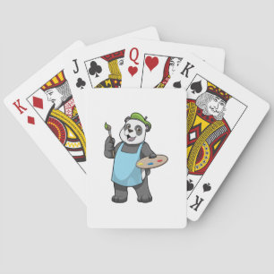 Panda as Painter with Brush & Colour Playing Cards