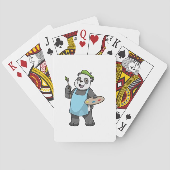 Panda as Painter with Brush & Colour Playing Cards (Back)