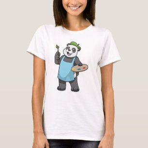 Panda as Painter with Brush & Colour T-Shirt