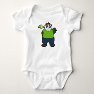 Panda as Painter with Paintbrush Baby Bodysuit