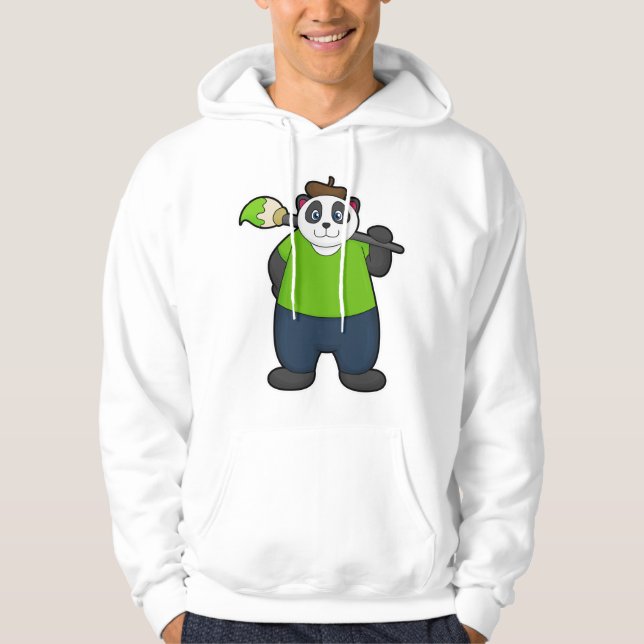 Panda as Painter with Paintbrush Hoodie (Front)