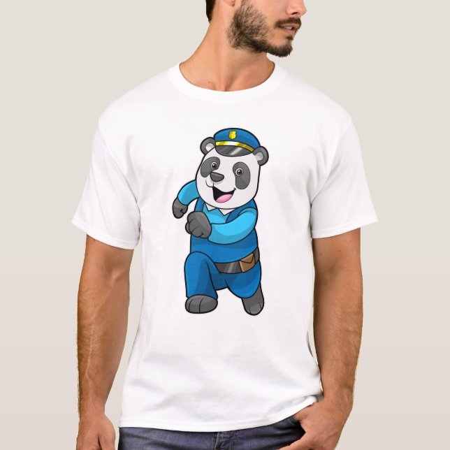 Panda as Police officer with Police hat T-Shirt (Front)