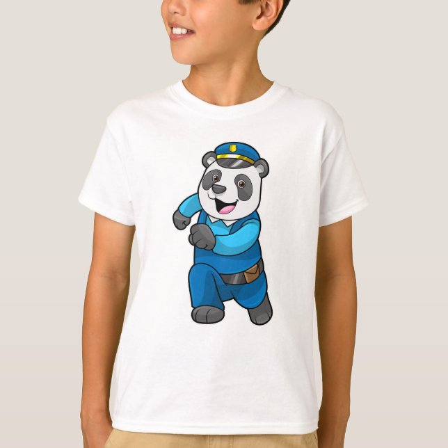 Panda as Police officer with Police hat T-Shirt (Front)