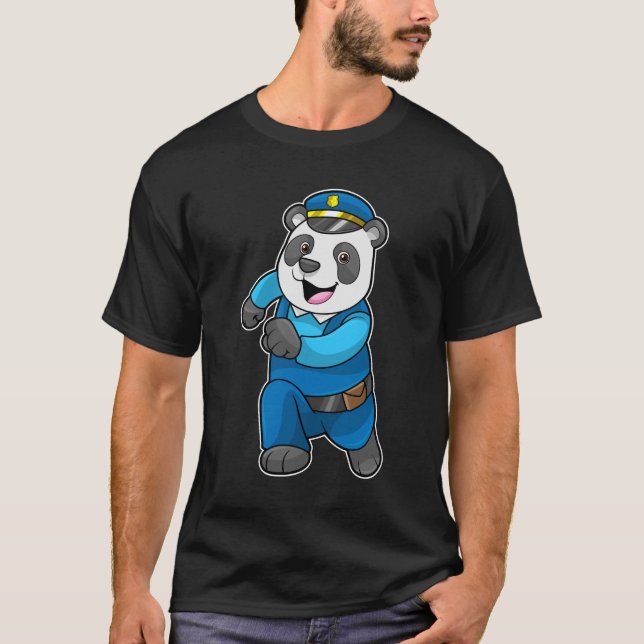 Panda as Police officer with Police hat T-Shirt (Front)