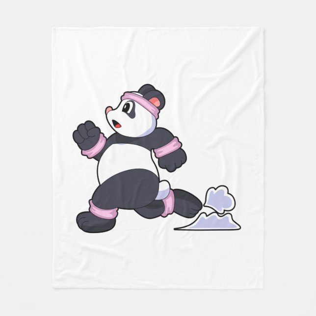 Panda as Runner at Running Fleece Blanket (Front)