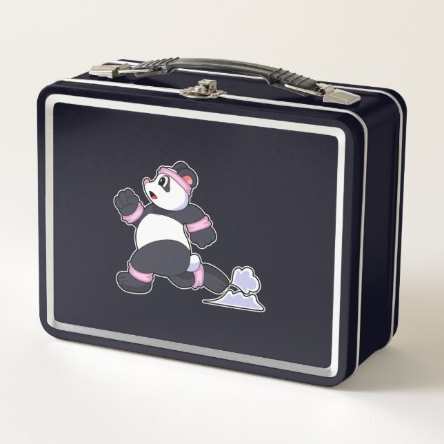 Panda as Runner at Running Metal Lunch Box (Front)