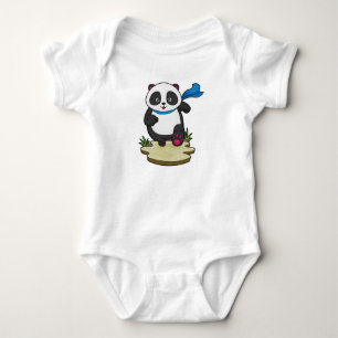 Panda as Runner with Scarf Baby Bodysuit