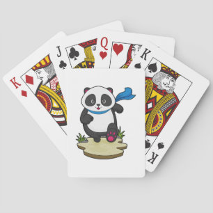 Panda as Runner with Scarf Playing Cards