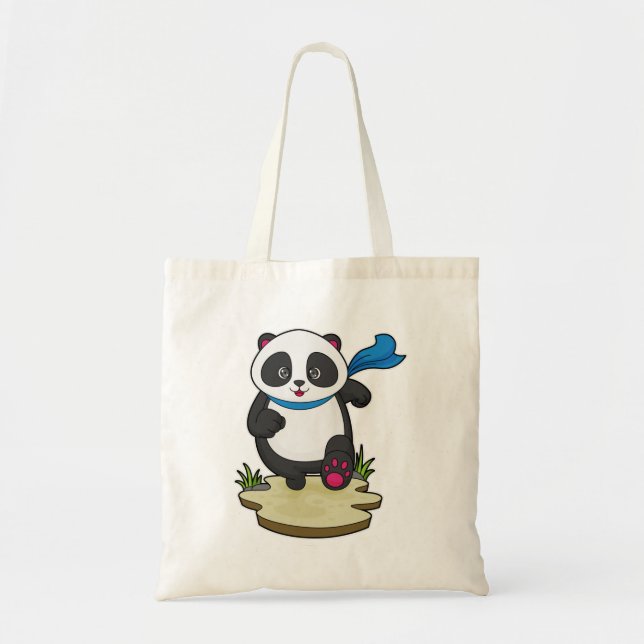 Panda as Runner with Scarf Tote Bag (Front)