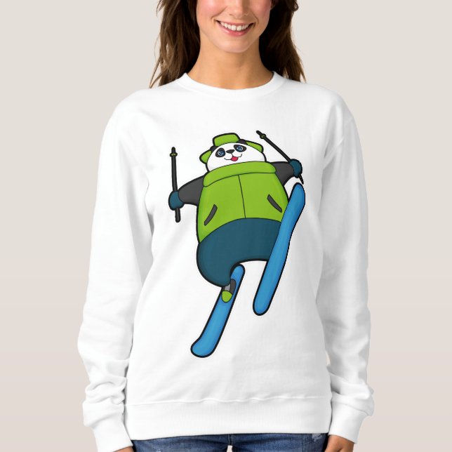 Panda as Ski jumper with Ski Sweatshirt (Front)