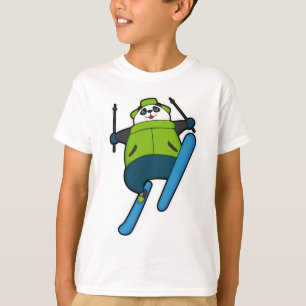 Panda as Ski jumper with Ski T-Shirt