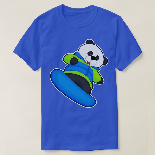 Panda as Snowboarder with Snowboard 2 T-Shirt (Design Front)