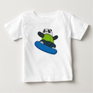 Panda as Snowboarder with Snowboard Baby T-Shirt