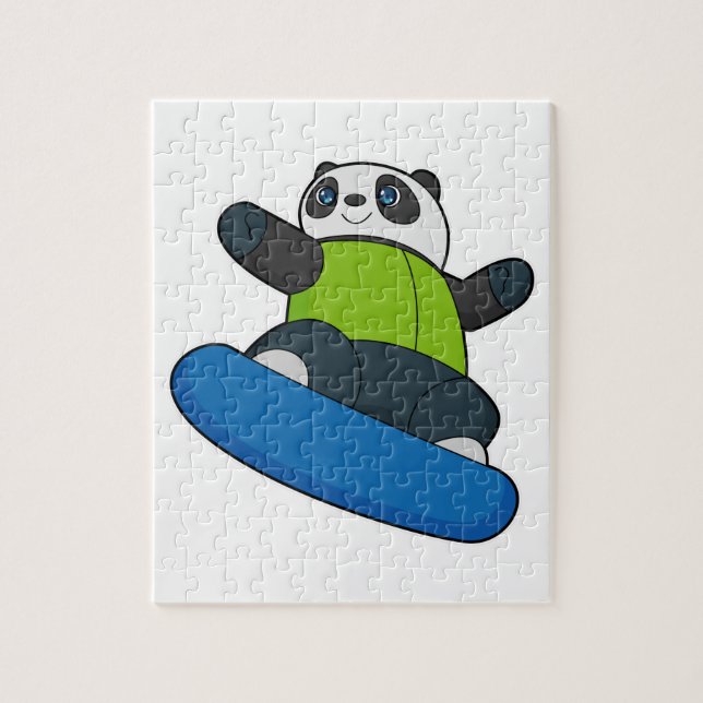 Panda as Snowboarder with Snowboard Jigsaw Puzzle (Vertical)