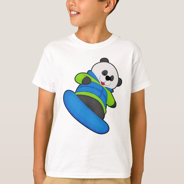 Panda as Snowboarder with Snowboard T-Shirt (Front)