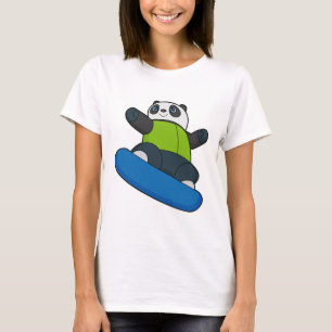Panda as Snowboarder with Snowboard T-Shirt