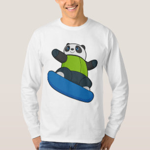 Panda as Snowboarder with Snowboard T-Shirt