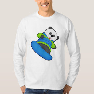 Panda as Snowboarder with Snowboard T-Shirt