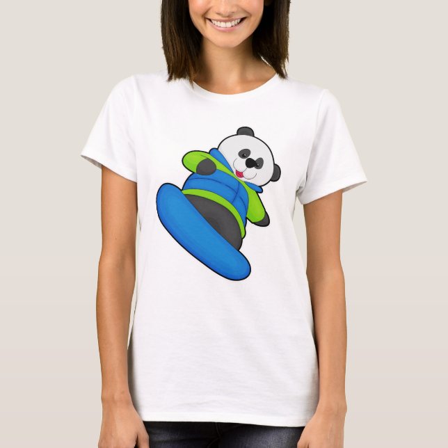 Panda as Snowboarder with Snowboard T-Shirt (Front)