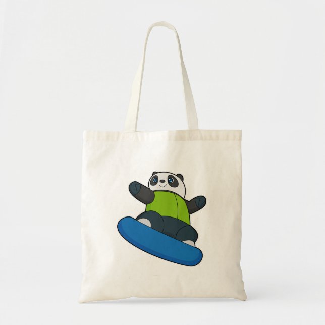Panda as Snowboarder with Snowboard Tote Bag (Front)