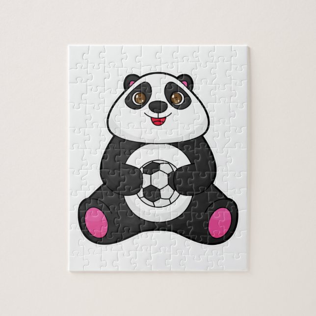 Panda as Soccer player with Soccer ball Jigsaw Puzzle (Vertical)