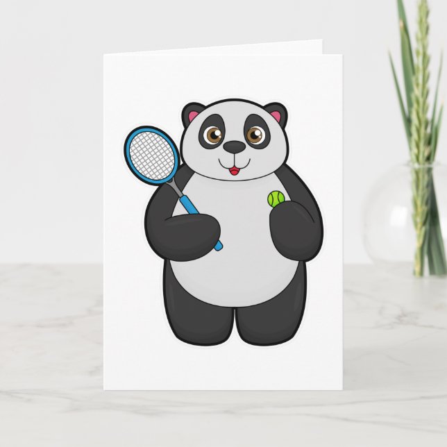 Panda as Tennis player with Tennis racket Card (Front)