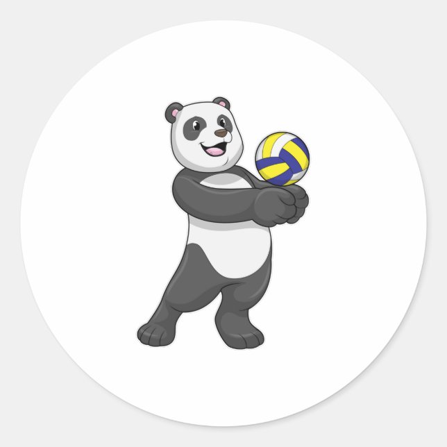 Panda as Volleyball player with Volleyball Classic Round Sticker (Front)