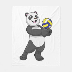 Panda as Volleyball player with Volleyball Fleece Blanket