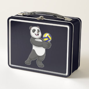 Panda as Volleyball player with Volleyball Metal Lunch Box