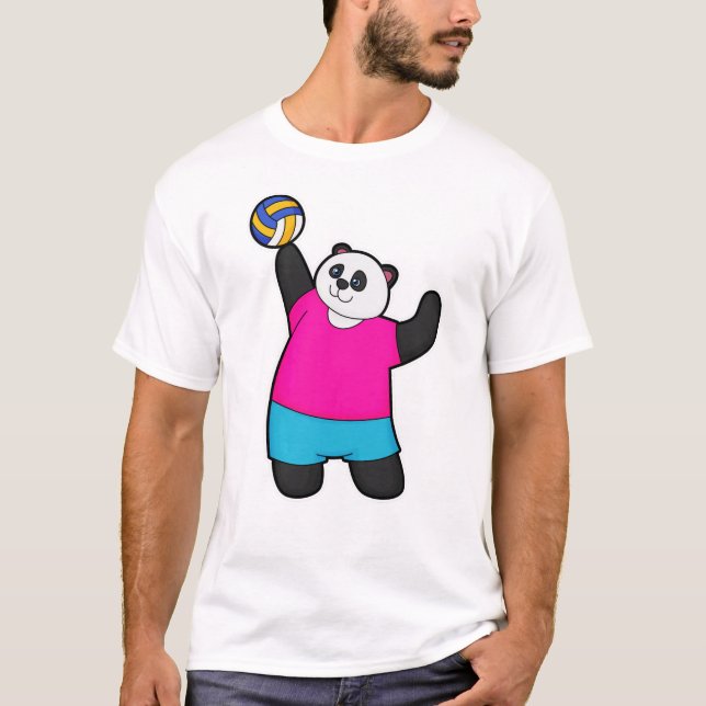 Panda as Volleyball player with Volleyball T-Shirt (Front)