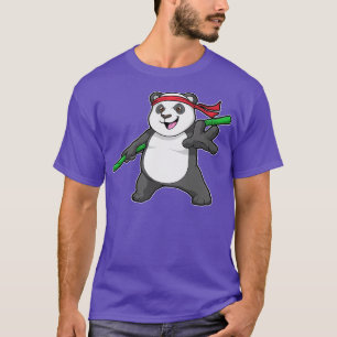 Panda as Warrior with Bamboo Spear T-Shirt