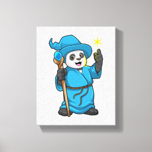 Panda as Wizard with Magic wand Canvas Print