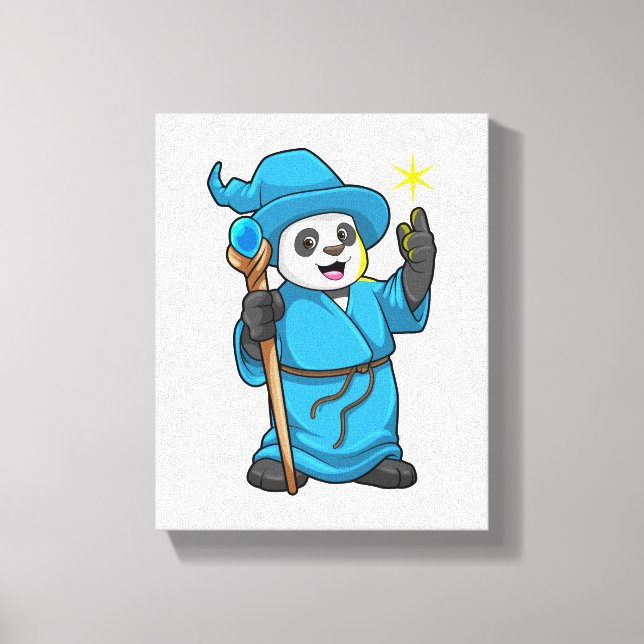 Panda as Wizard with Magic wand Canvas Print (Front)
