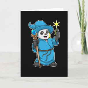 Panda as Wizard with Magic wand Card
