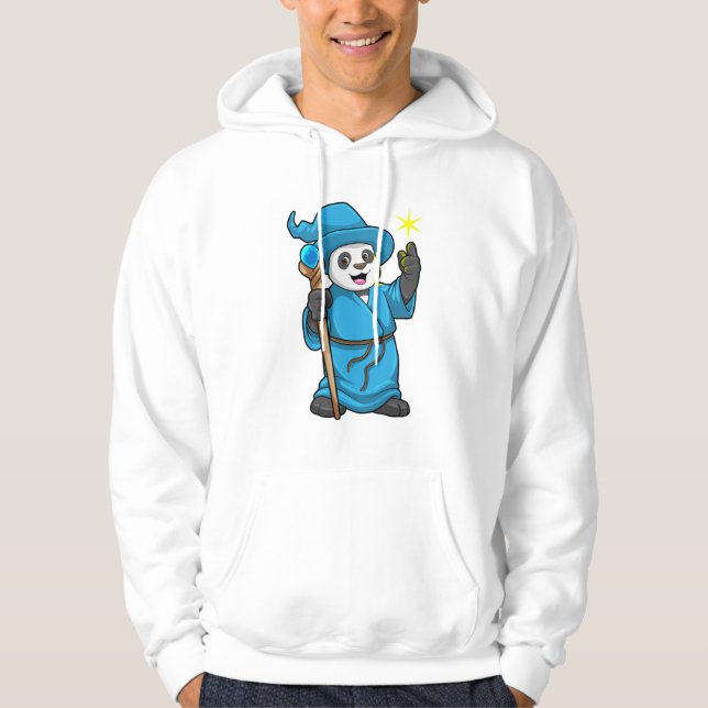 Panda as Wizard with Magic wand Hoodie (Front)