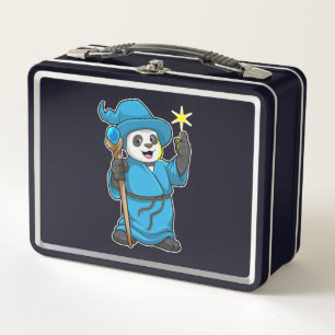 Panda as Wizard with Magic wand Metal Lunch Box