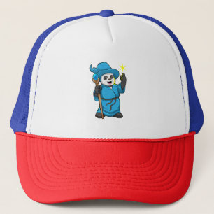 Panda as Wizard with Magic wand Trucker Hat