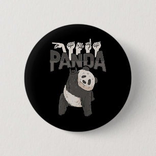 Panda Asl Hand Gesture Deaf Hearing Loss Awareness 2 Inch Round Button