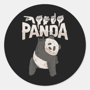 Panda Asl Hand Gesture Deaf Hearing Loss Awareness Classic Round Sticker