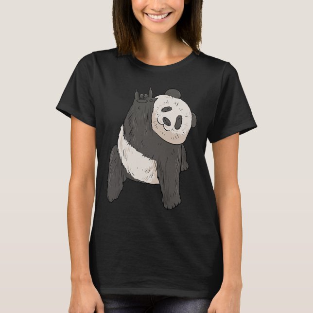 Panda Asl Hand Gesture Deaf Hearing Loss Awareness T-Shirt (Front)