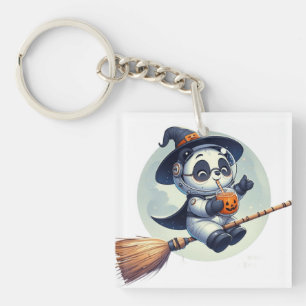 Panda Astronaut's Halloween Adventure: Sipping Pum Keychain