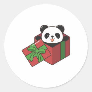 Panda at Birthday in Gift Classic Round Sticker
