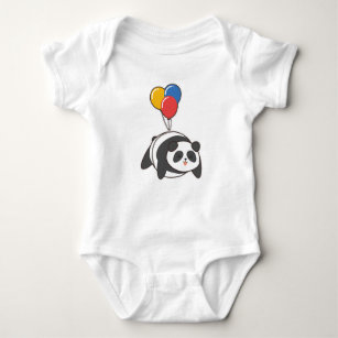 Panda at Birthday with Ballon Baby Bodysuit