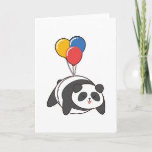 Panda at Birthday with Ballon Card