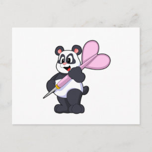 Panda at Darts with Dart Postcard