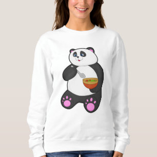 Panda at Eating with Spoon & Bowl Sweatshirt