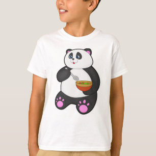 Panda at Eating with Spoon & Bowl T-Shirt