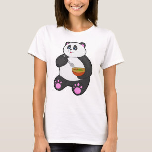 Panda at Eating with Spoon & Bowl T-Shirt