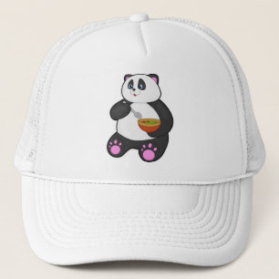 Panda at Eating with Spoon & Bowl Trucker Hat