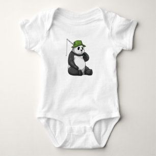 Panda at Fishing with Fishing rod Baby Bodysuit